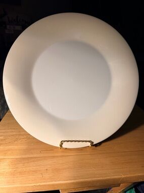 Portmeirion White Ceramic Platter - Glossy White, yellow rim